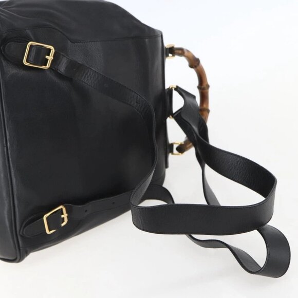 GUCCI Bamboo Backpack Leather Black Gold 003 2058 0016 Auth ka588 main image 11